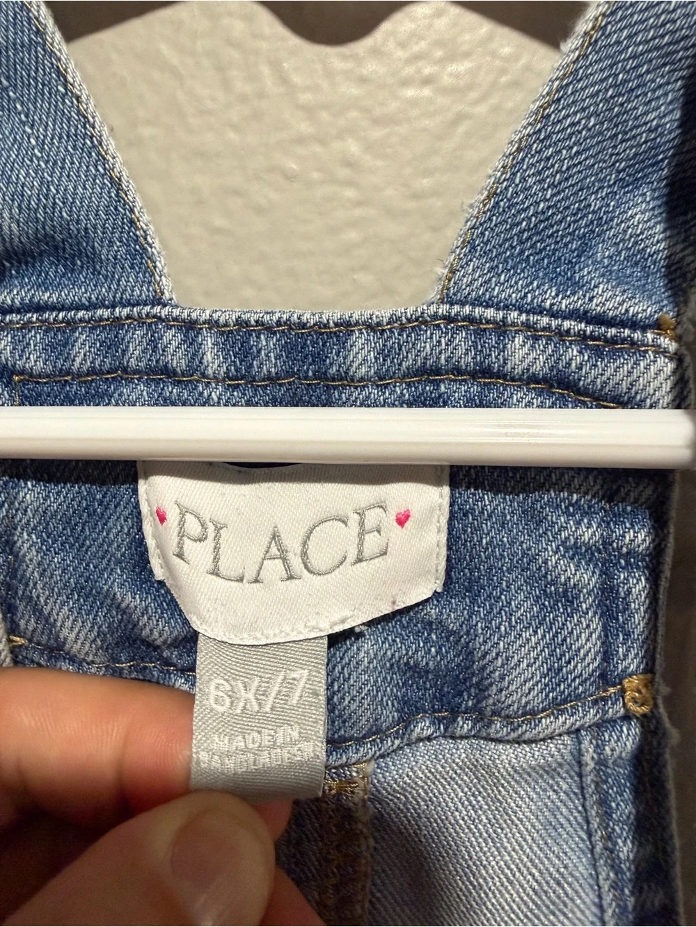 The Children's Place Light Blue Denim Short Overalls with Fun Patches size 6X/7